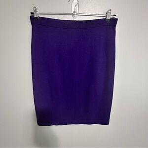 St John Purple Santana Knit Pencil Skirt Pull On Size 6